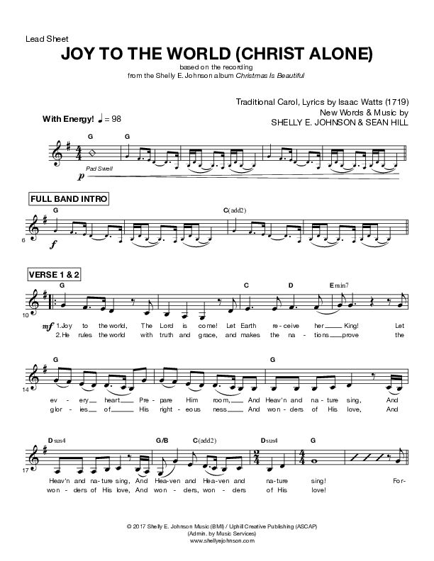 Joy To The World (Christ Alone) Lead Sheet (Shelly E. Johnson)