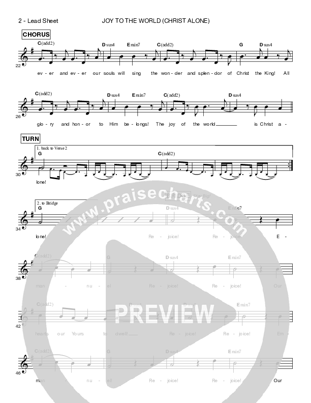 Joy To The World (Christ Alone) Lead Sheet (Shelly E. Johnson)