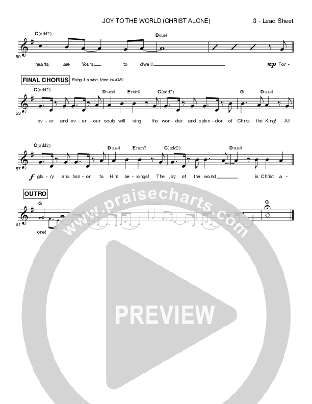 Joy To The World (Christ Alone) Lead Sheet (Shelly E. Johnson)
