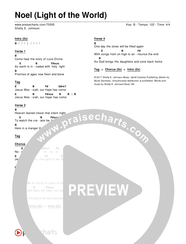 Noel (Light of the World) Chords & Lyrics (Shelly E. Johnson)