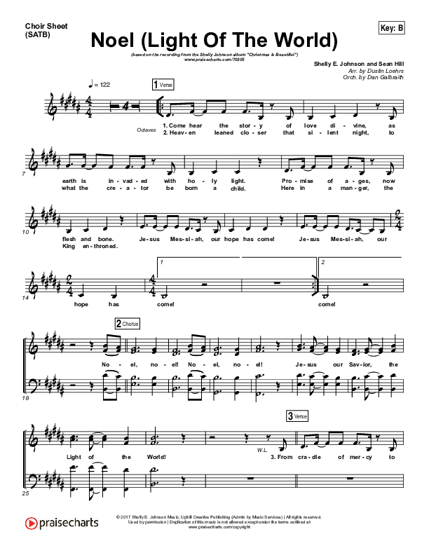 Noel (Light of the World) Choir Sheet (SATB) (Shelly E. Johnson)