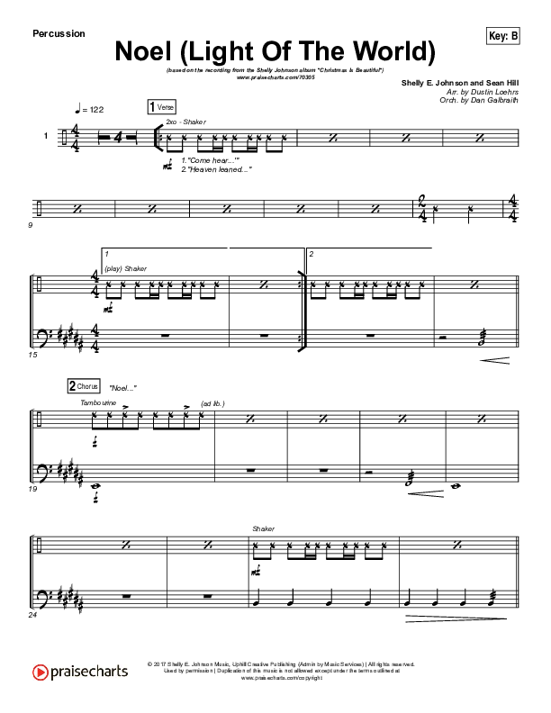 Noel (Light of the World) Percussion (Shelly E. Johnson)