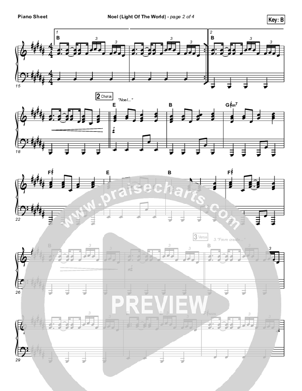 Noel (Light of the World) Piano Sheet (Shelly E. Johnson)