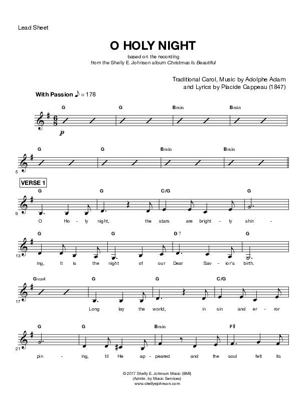 O Holy Night  Lead Sheet (Shelly E. Johnson)