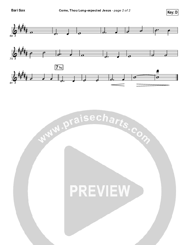 Come Thou Long Expected Jesus Bari Sax (Meredith Andrews)