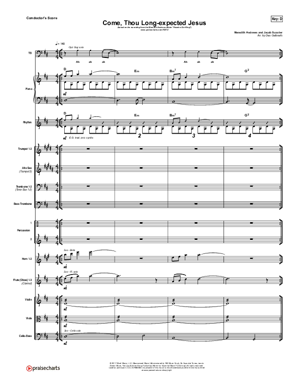 Come Thou Long Expected Jesus Conductor's Score (Meredith Andrews)