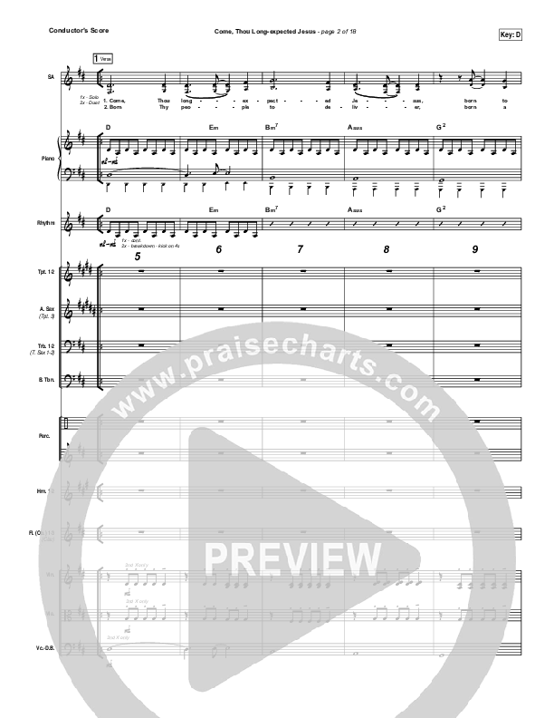 Come Thou Long Expected Jesus Conductor's Score (Meredith Andrews)