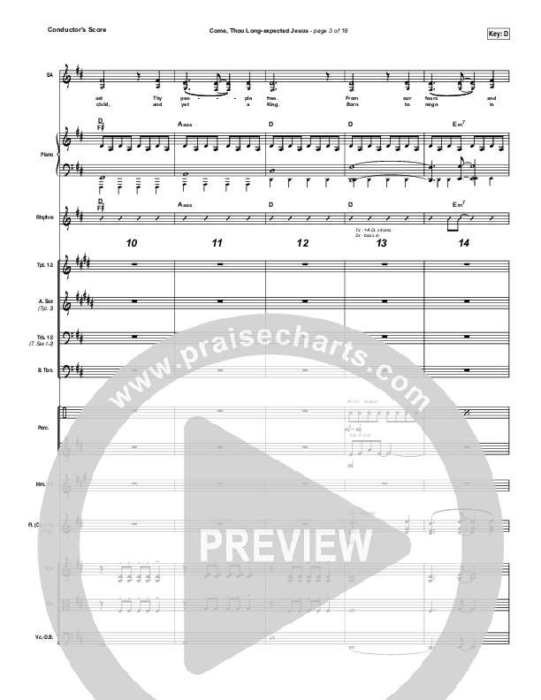 Come Thou Long Expected Jesus Conductor's Score (Meredith Andrews)