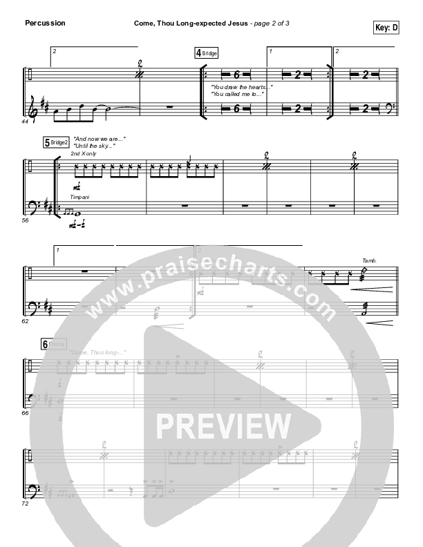 Come Thou Long Expected Jesus Percussion (Meredith Andrews)