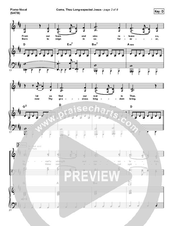 Come Thou Long Expected Jesus Piano/Vocal (SATB) (Meredith Andrews)