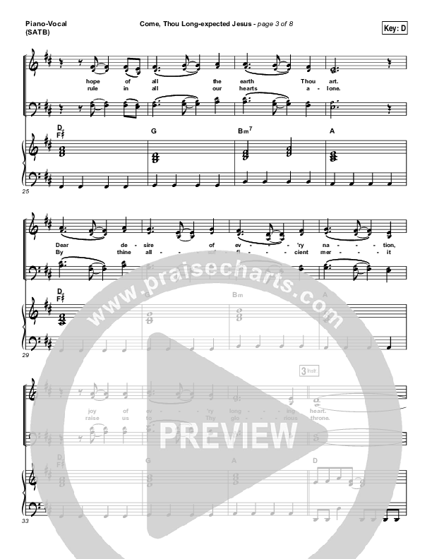 Come Thou Long Expected Jesus Piano/Vocal (SATB) (Meredith Andrews)