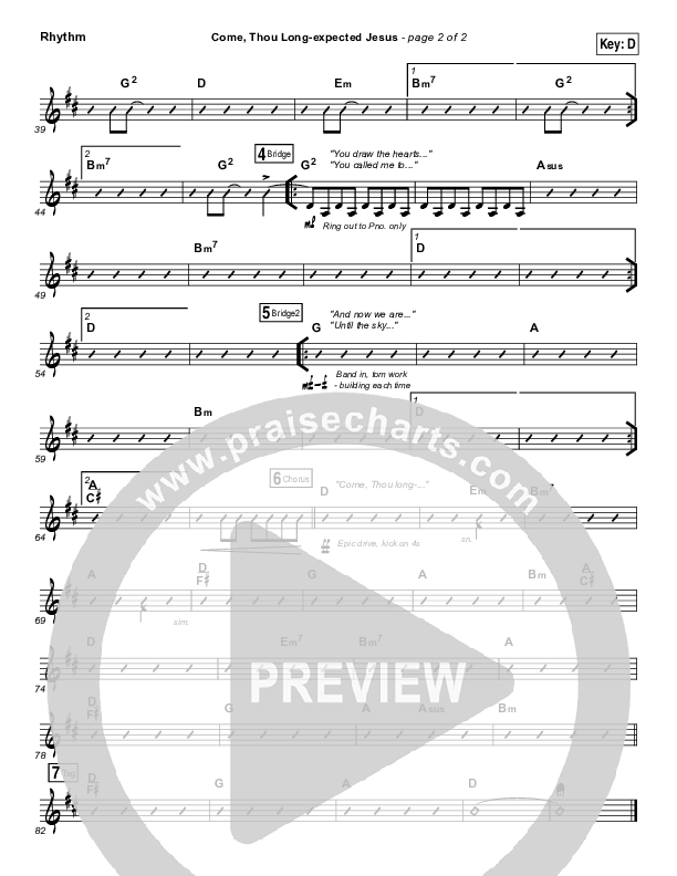 Come Thou Long Expected Jesus Rhythm Chart (Meredith Andrews)