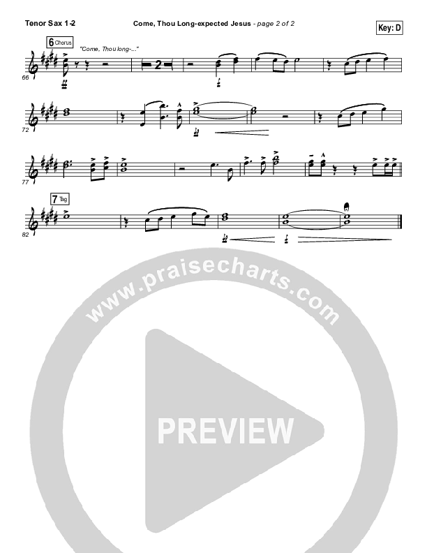 Come Thou Long Expected Jesus Tenor Sax 1/2 (Meredith Andrews)