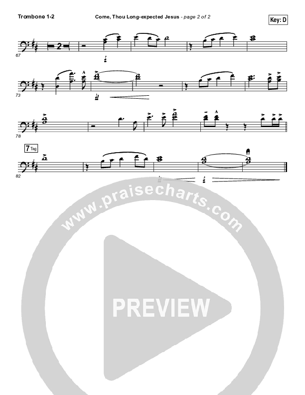 Come Thou Long Expected Jesus Trombone 1/2 (Meredith Andrews)