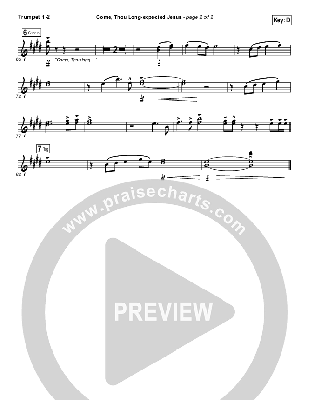 Come Thou Long Expected Jesus Trumpet 1,2 (Meredith Andrews)