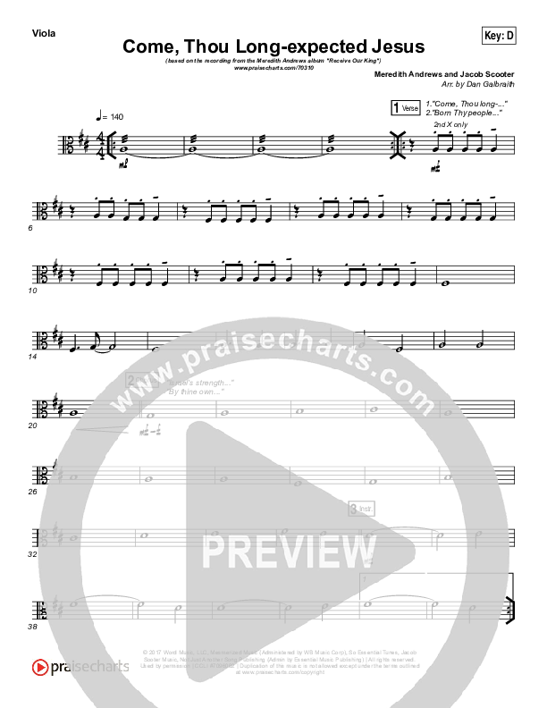 Come Thou Long Expected Jesus Viola (Meredith Andrews)