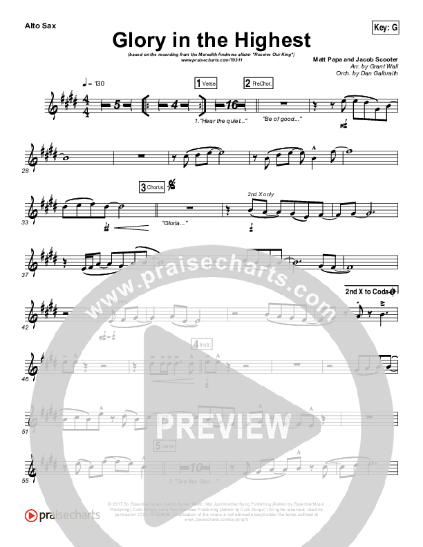 Glory In The Highest Alto Sax (Meredith Andrews)