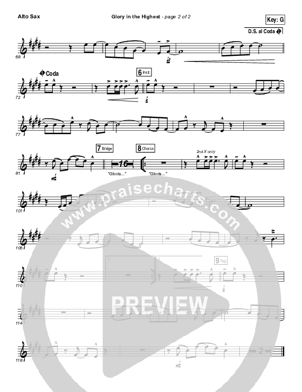 Glory In The Highest Alto Sax (Meredith Andrews)