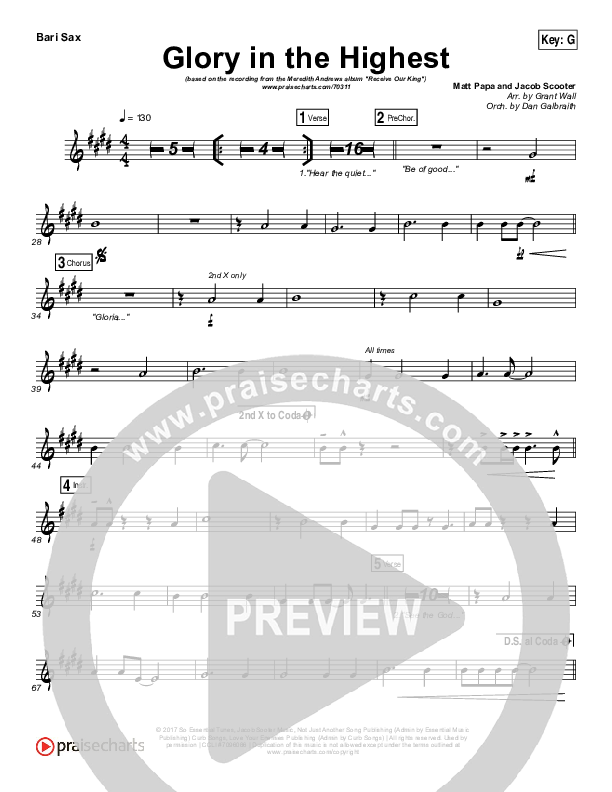 Glory In The Highest Bari Sax (Meredith Andrews)