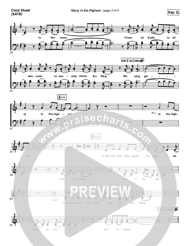 Glory In The Highest Choir Vocals (SATB) (Meredith Andrews)