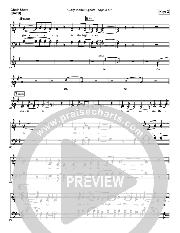 Glory In The Highest Choir Vocals (SATB) (Meredith Andrews)