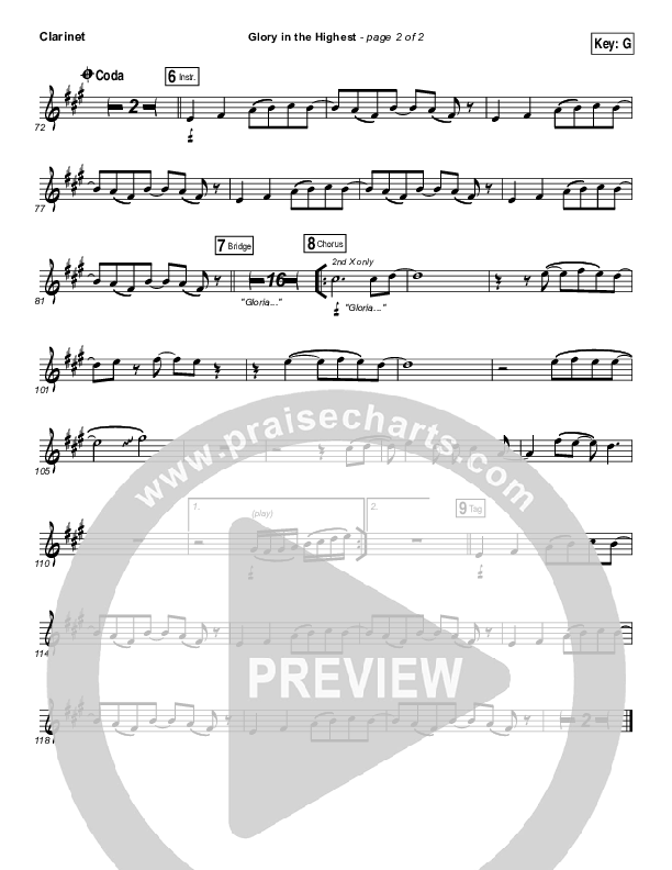 Glory In The Highest Clarinet (Meredith Andrews)