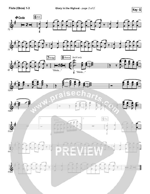 Glory In The Highest Flute/Oboe 1/2/3 (Meredith Andrews)