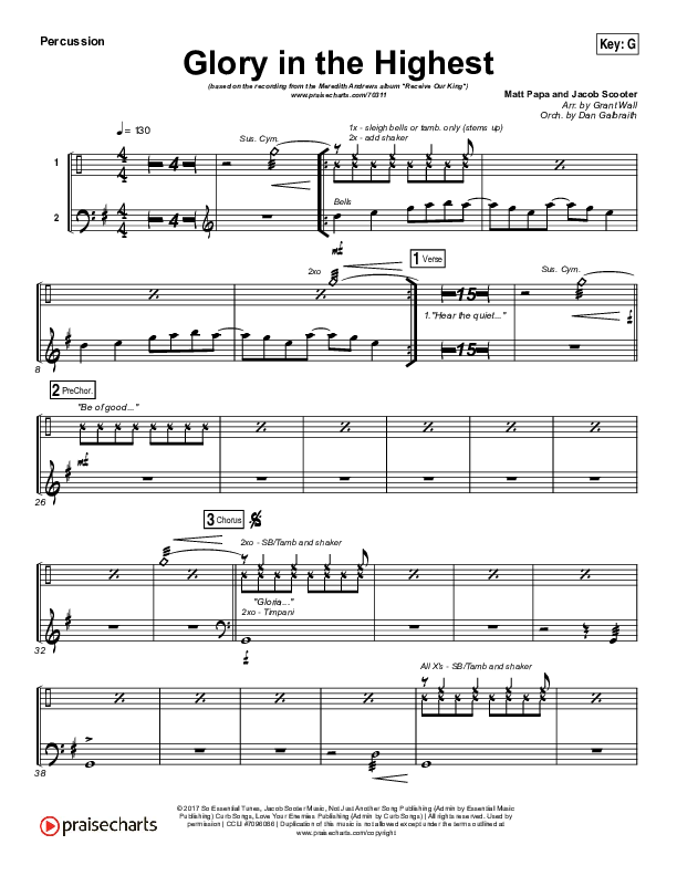 Glory In The Highest Percussion (Meredith Andrews)