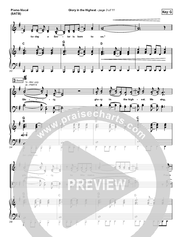 Glory In The Highest Piano/Vocal (SATB) (Meredith Andrews)