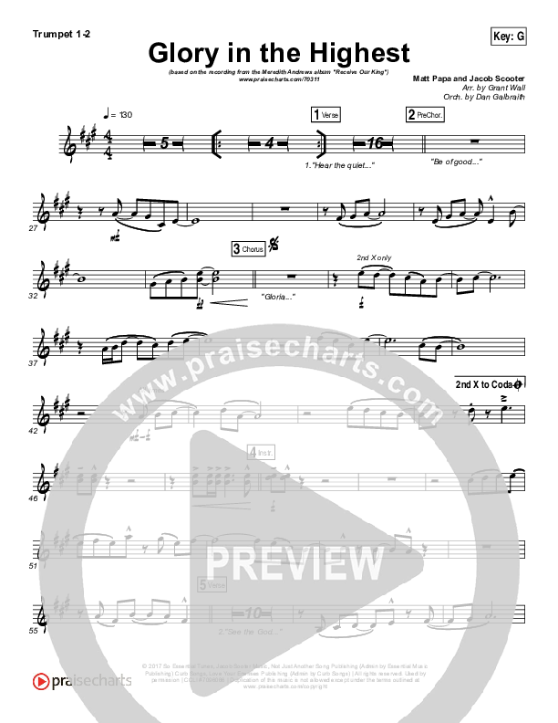 Glory In The Highest Brass Pack (Meredith Andrews)