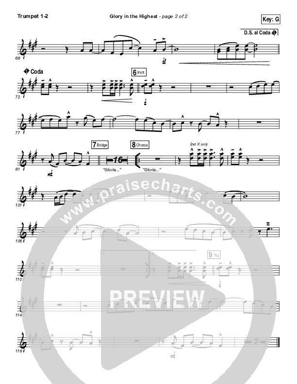 Glory In The Highest Trumpet 1,2 (Meredith Andrews)