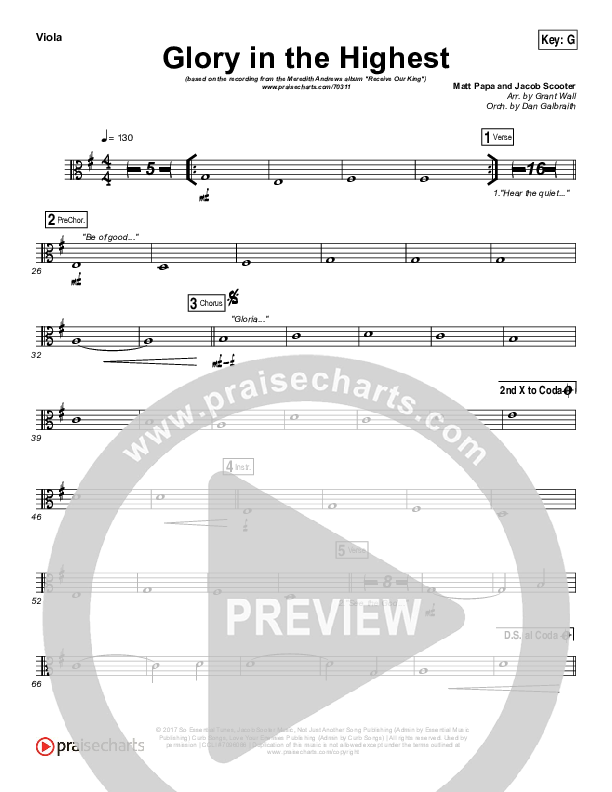 Glory In The Highest Viola (Meredith Andrews)