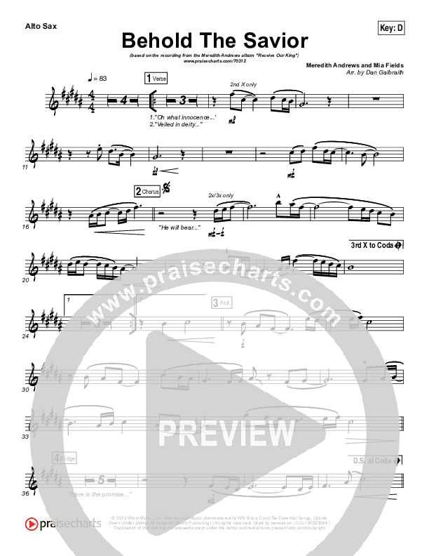 Behold The Savior Alto Sax (Meredith Andrews)