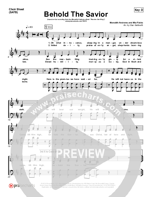 Behold The Savior Choir Sheet (SATB) (Meredith Andrews)