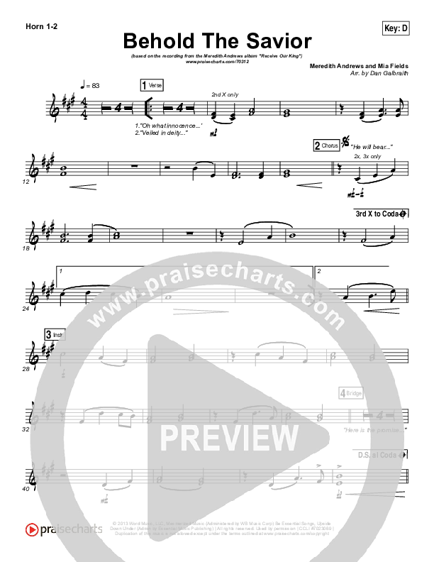 Behold The Savior French Horn 1/2 (Meredith Andrews)