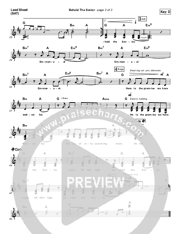 Behold The Savior Lead Sheet (SAT) (Meredith Andrews)
