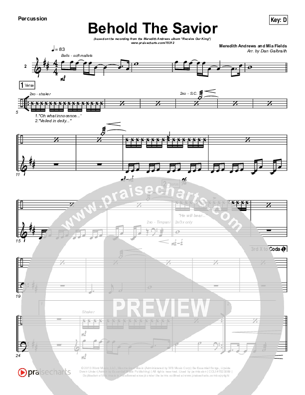 Behold The Savior Percussion (Meredith Andrews)