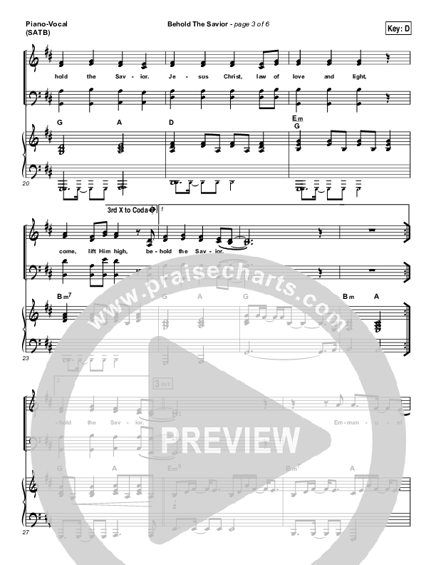 Behold The Savior Piano/Vocal (SATB) (Meredith Andrews)