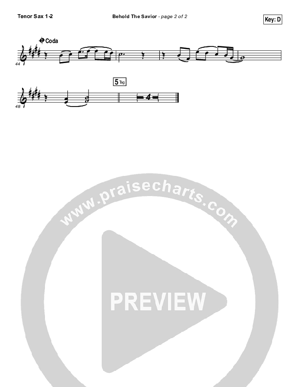 Behold The Savior Tenor Sax 1/2 (Meredith Andrews)