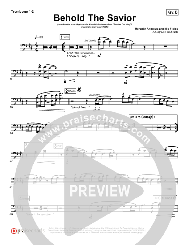 Behold The Savior Trombone 1/2 (Meredith Andrews)