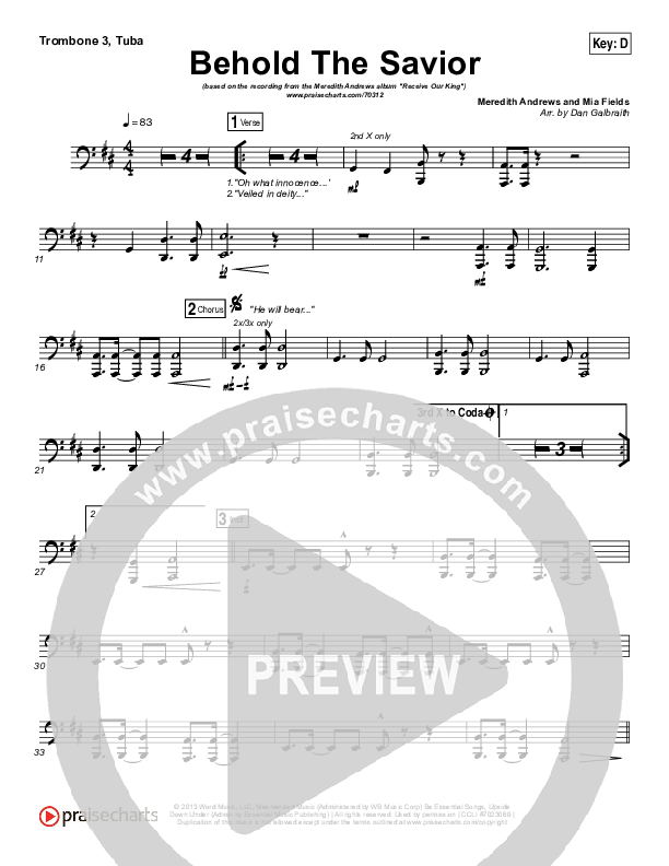 Behold The Savior Trombone 3/Tuba (Meredith Andrews)