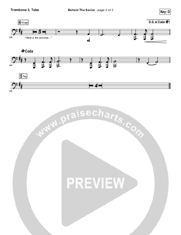 Behold The Savior Trombone 3/Tuba (Meredith Andrews)