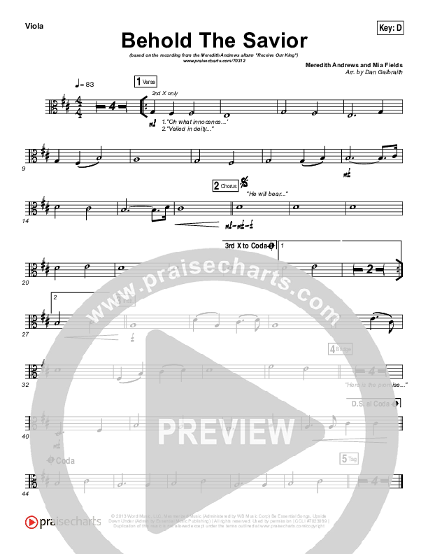 Behold The Savior Viola (Meredith Andrews)