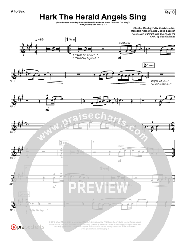 Hark The Herald Angels Sing Alto Sax (Meredith Andrews)