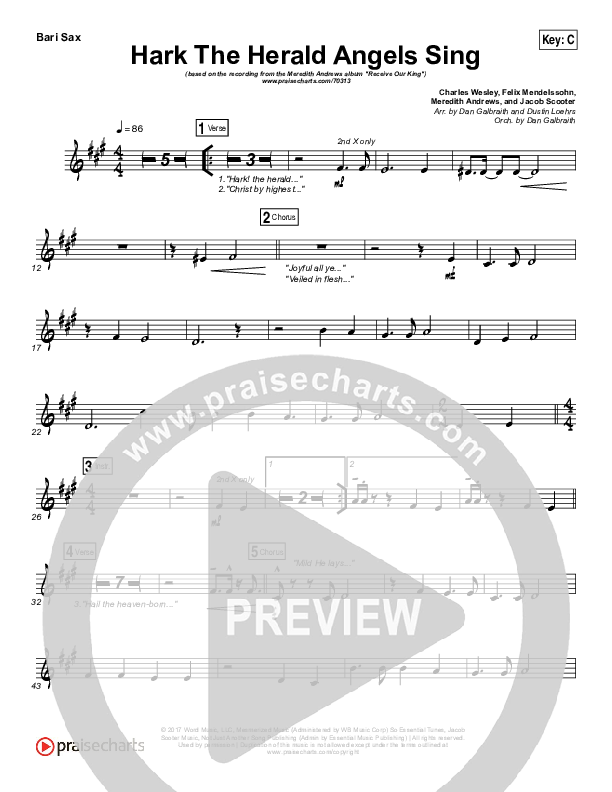 Hark The Herald Angels Sing Bari Sax (Meredith Andrews)