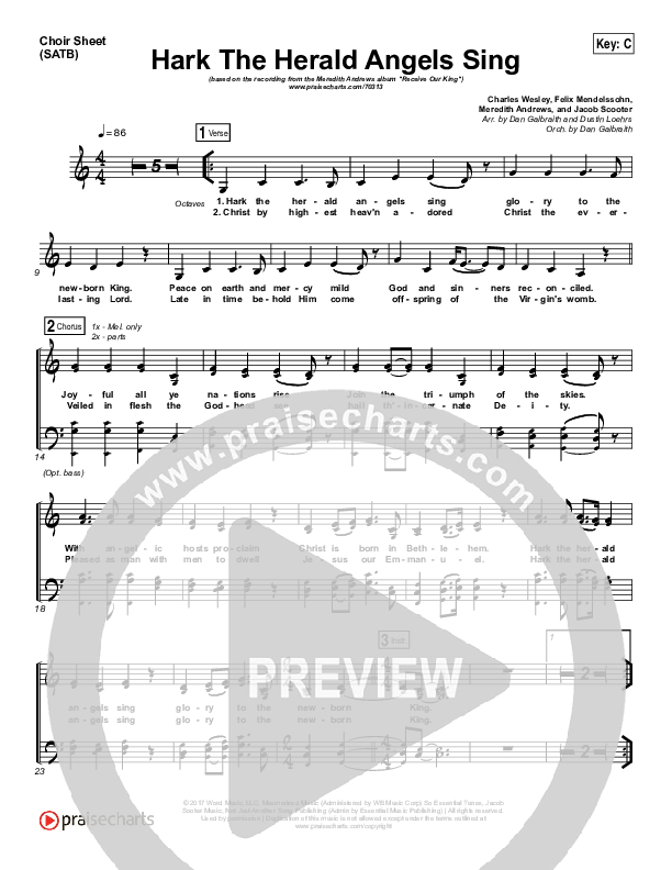 Hark The Herald Angels Sing Choir Vocals (SATB) (Meredith Andrews)