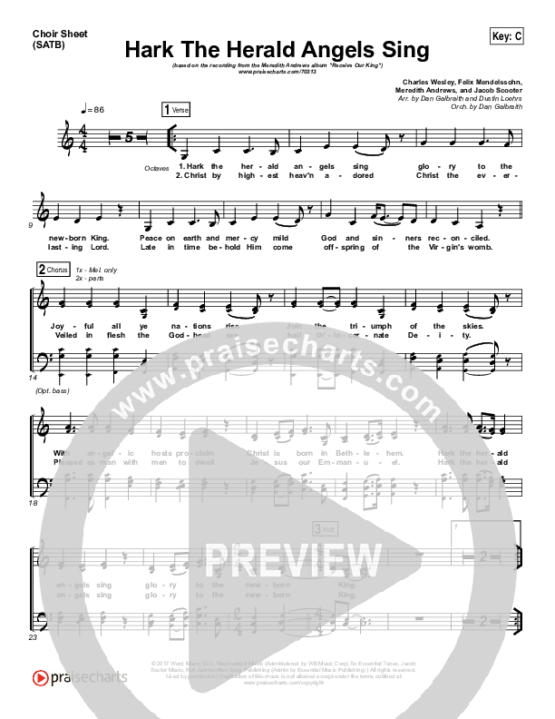 Hark The Herald Angels Sing Choir Sheet (SATB) (Meredith Andrews)