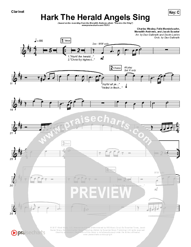 Hark The Herald Angels Sing Clarinet (Meredith Andrews)