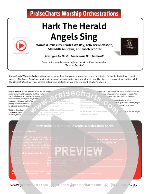 Hark The Herald Angels Sing Orchestration (Meredith Andrews)