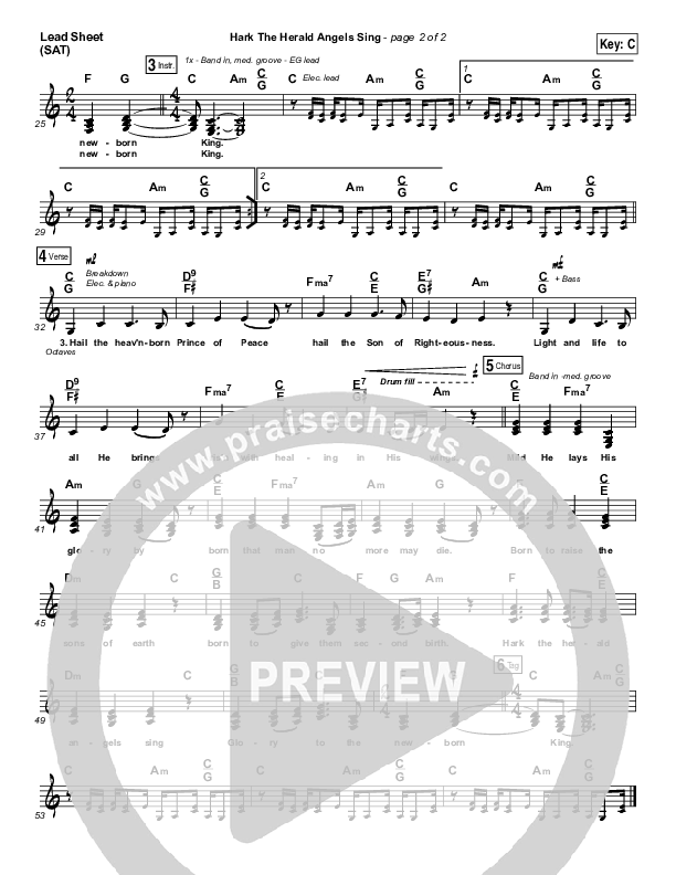 Hark The Herald Angels Sing Lead Sheet (SAT) (Meredith Andrews)